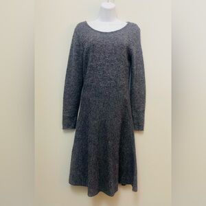 Peruvian Connection Charcoal Knit Long-Sleeve Sweater Dress alpaca wool
